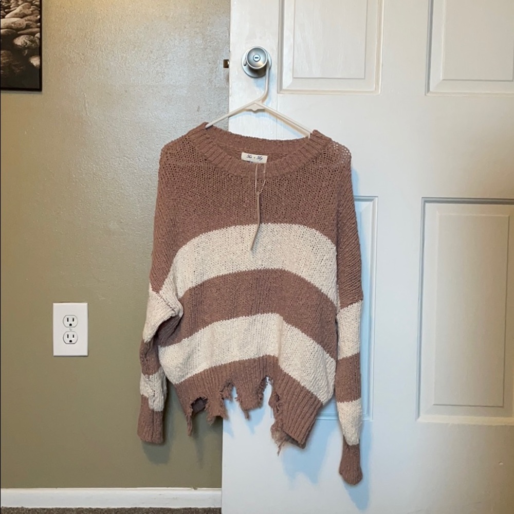 NWT She + Skye Dusty Pink and Cream Sweater